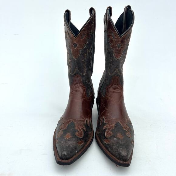 Laredo Men’s Nash Snip Toe Boots 6760 Brown Black Embroidered 10 EW - Picture 5 of 11